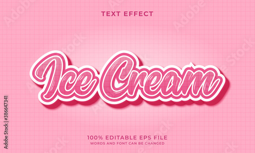 Obraz na płótnie Ice cream text style - Editable text effect