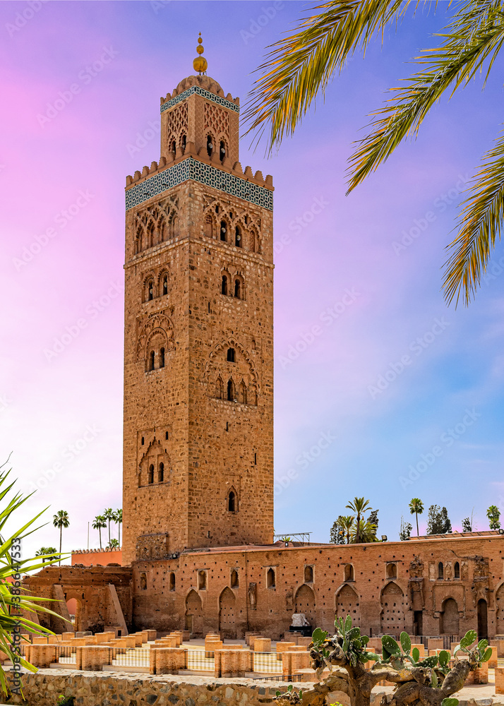 The Koutoubia Mosque in Marrakesh, Morocco .