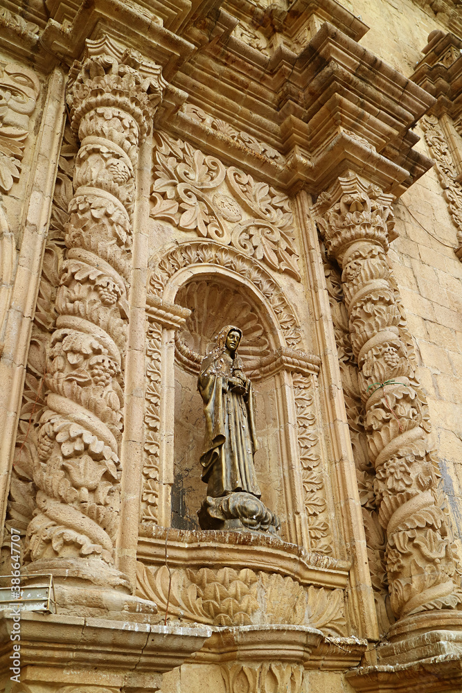 Fantastic Stone Carving and Sculpture the of Basilica of San Francisco's Facade, La Paz, Bolivia, South America