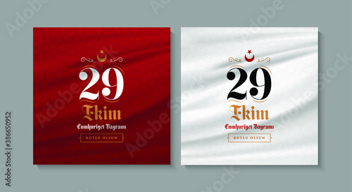 29 ekim Cumhuriyet Bayrami kutlu olsun. Translation: ''Turkish republic will live forever congrats for 29 october Turkey Republic Day Turkey happy holiday'' Vector illustration.