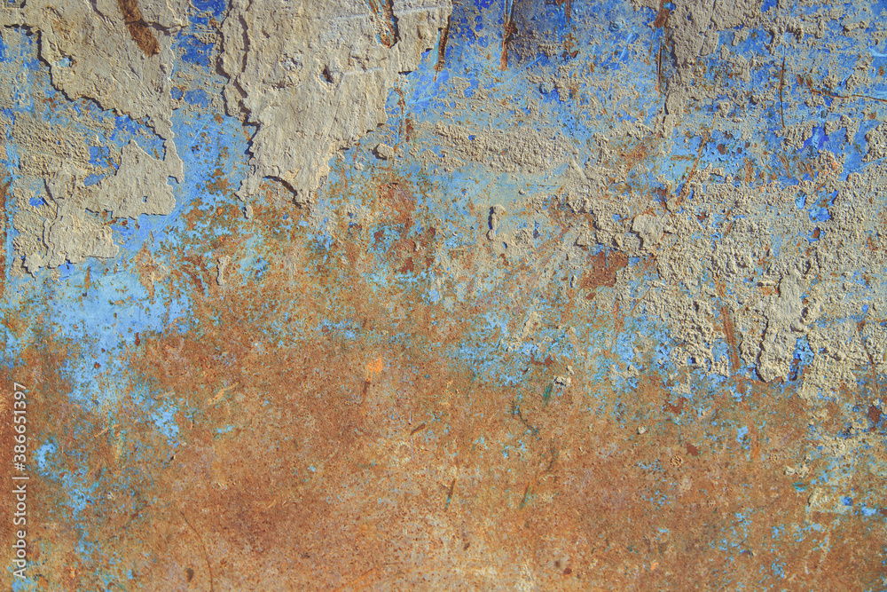 Metal with blue paint and rust.Texture of old metal. Metal with blue paint and rust.Texture of old metal.