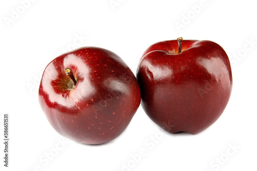 Isolated apples. Two whole red, apple fruit isolated on white with clipping path