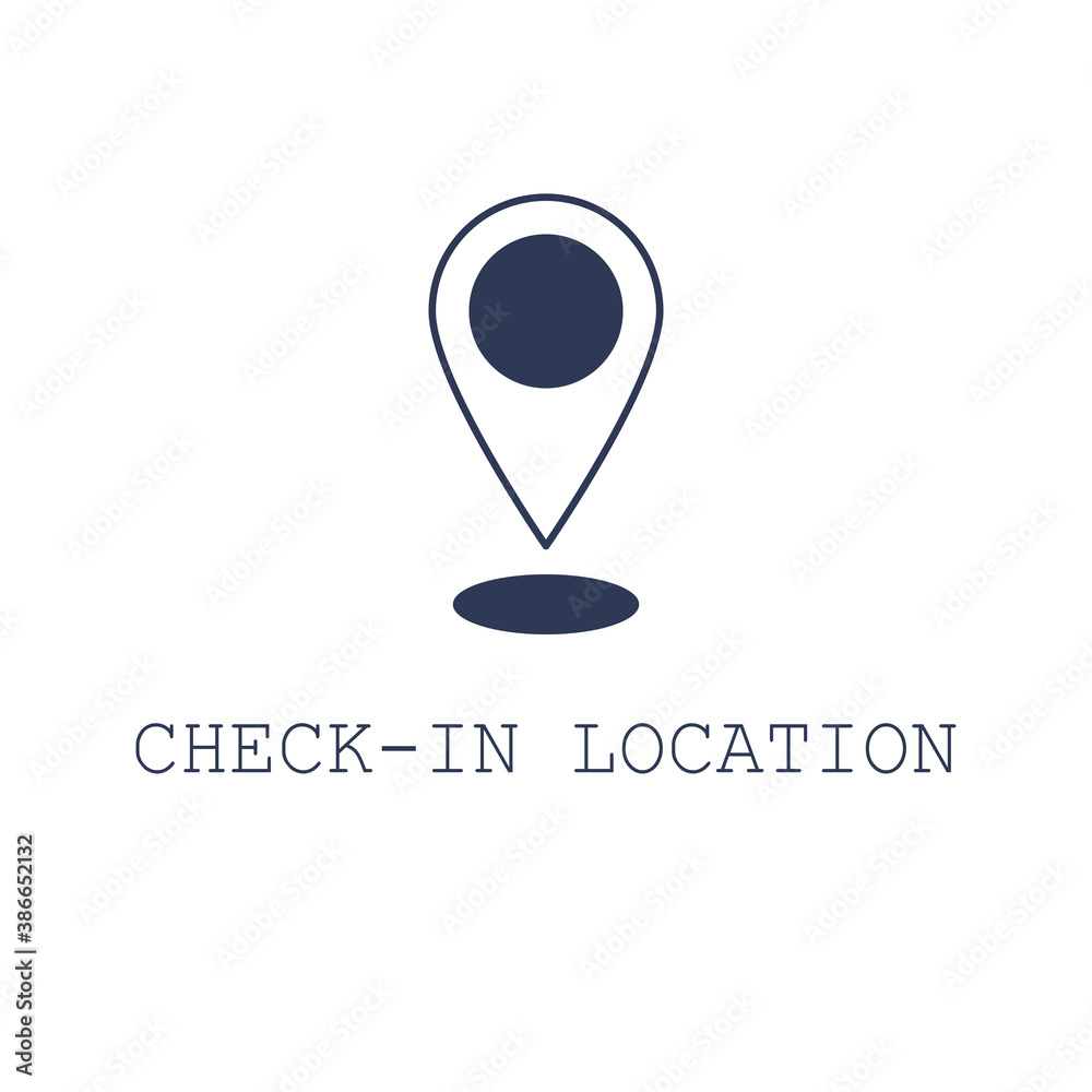 Check in location on the map. Vector illustration in flat cartoon design. Location pin icon. Check in location on the map. Vector illustration in flat cartoon design. Location pin icon.