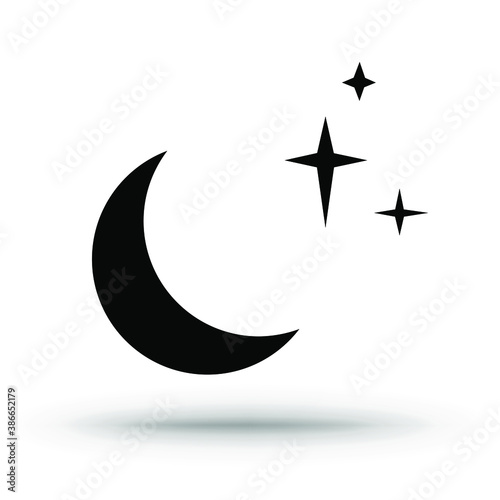 Moon and stars silhouette. Vector illustration.