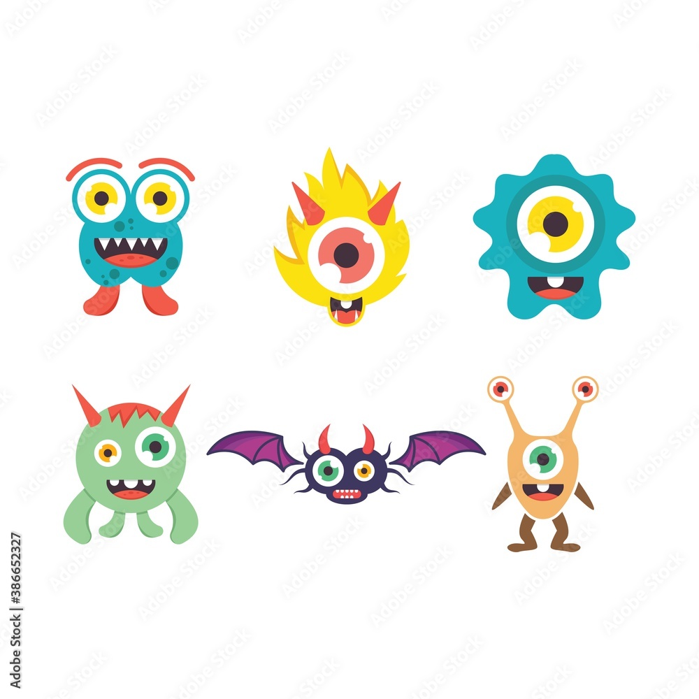 cartoon monsters mascot icon vector illustration design template cartoon monsters mascot icon vector illustration design template