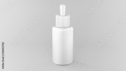 serum bottle 3d rendering grayscale image for mockup base