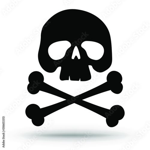 Crossbones / death skull, danger or poison flat vector icon. Halloween sign. 