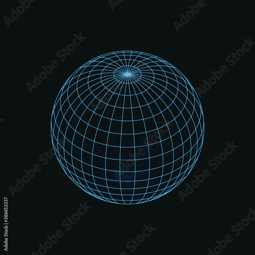 3d Grid Sphere Vector Wireframe