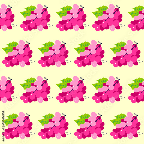 Pattern grapes pink, hand drawn vector illustration