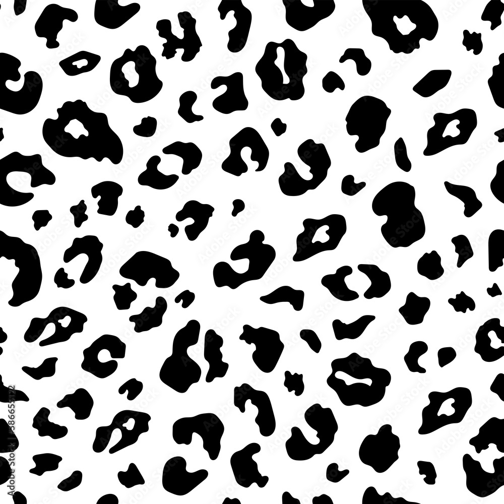 Vector Trendy leopard skin seamless pattern. Abstract wild animal cheetah spots black and white texture for fashion print design, fabric, cover, wrapping paper, background, wallpaper Vector Trendy leopard skin seamless pattern. Abstract wild animal cheetah spots black and white texture for fashion print design, fabric, cover, wrapping paper, background, wallpaper