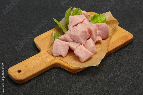 Raw fresh pork meat cube