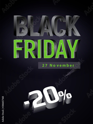 Black Friday card, with 3D text effect.