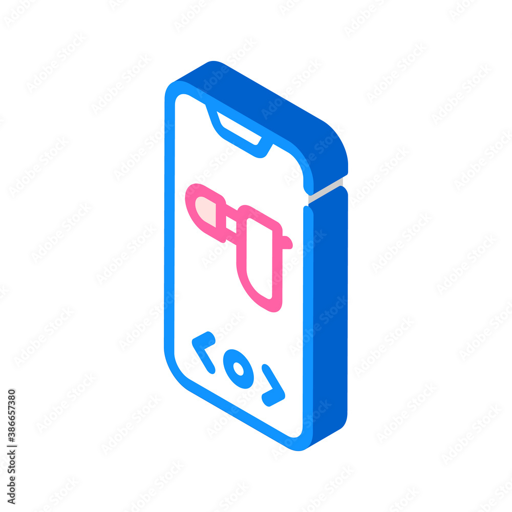 hearing aid device on phone screen isometric icon vector illustration hearing aid device on phone screen isometric icon vector illustration