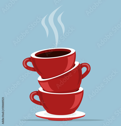 red cups coffee  in a stack