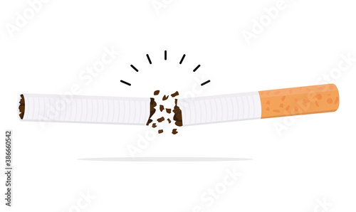 broken Cigarette butt vector  flat on white background