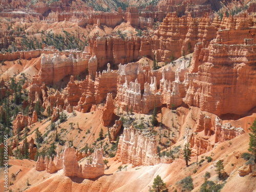 Stunning Bryce Canyon, Utah, USA. Spectacular bright orange rock formations, created by natural erosion.