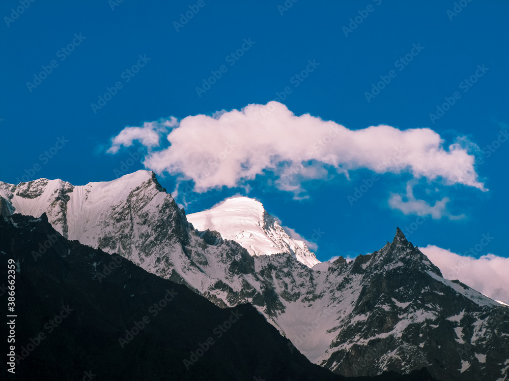The snow peaks of the Bhagirathi range in Gangotri