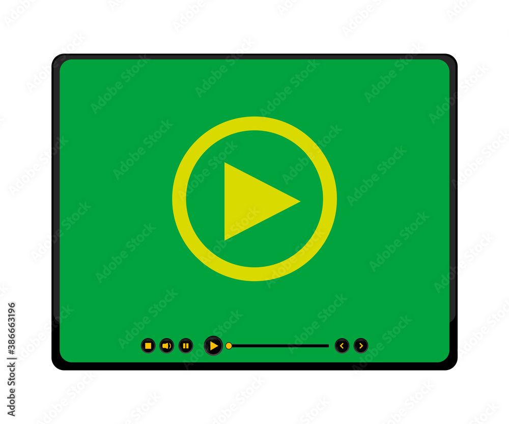 Media video player interface. Play web media player icon. Flat multimedia player for mobile apps video services Media video player interface. Play web media player icon. Flat multimedia player for mobile apps video services