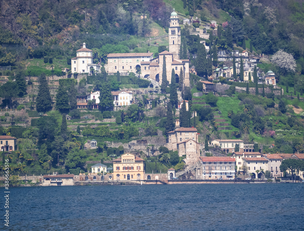 Amazing landscape on Morcote, lakeside village.Lake Lugano, Ticino, Switzerland