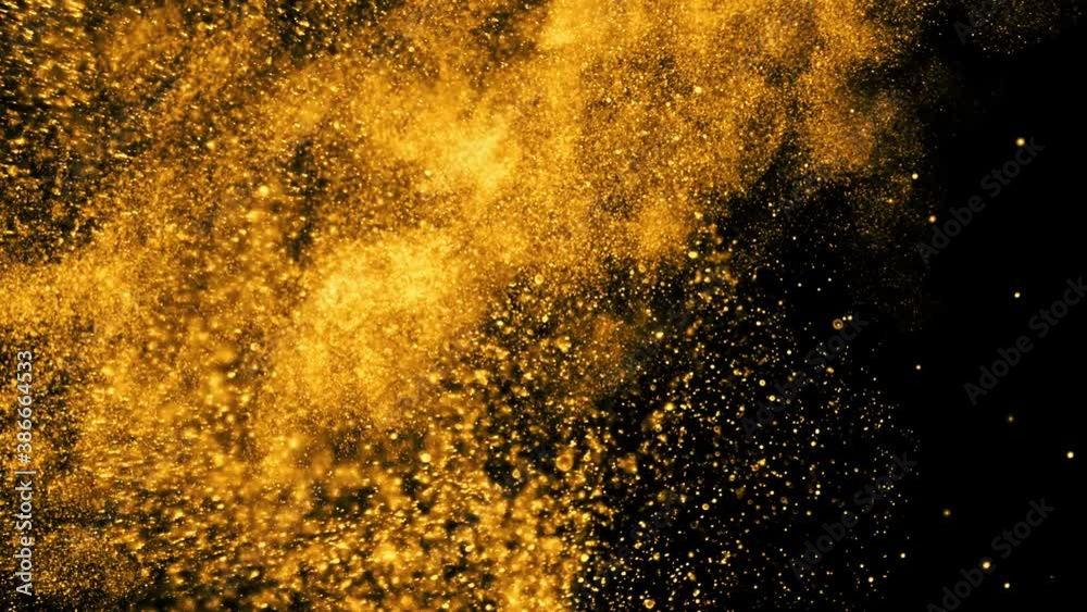Gold dust particles fly in slow motion in the air lingering slowly. Dust Particles Background Bokeh Lights Background on Black Background 4k Footage Snow Particles Background. Gold dust particles fly in slow motion in the air lingering slowly. Dust Particles Background Bokeh Lights Background on Black Background 4k Footage Snow Particles Background.