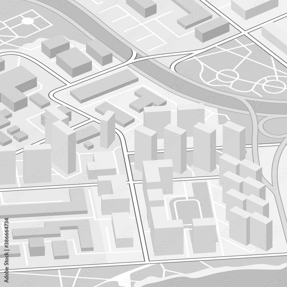 City map navigation, color paper design background, flat drawing schema, 3D simple city plan GPS navigation on paper city map. Route of delivery check point graphic