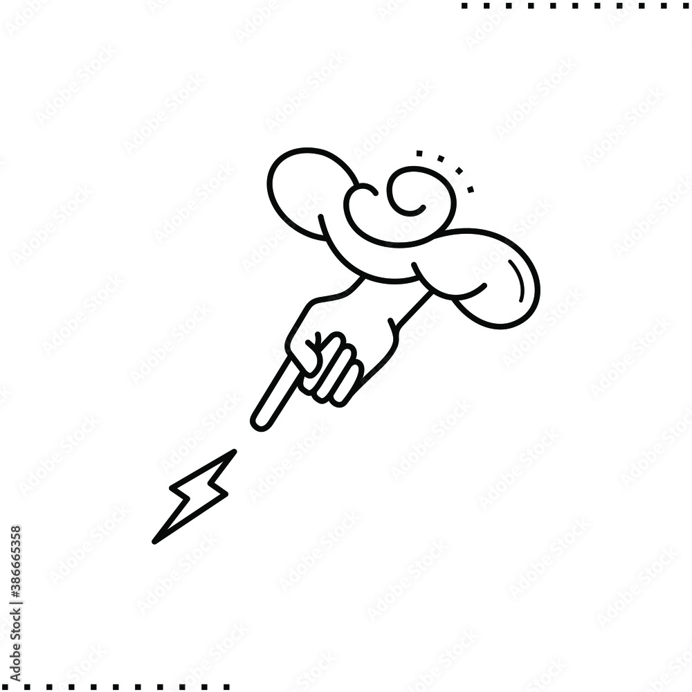 custom made wallpaper toronto digitala hand from sky and lightning, god's punishment vector icon in outline
