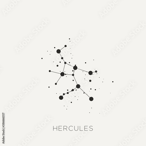Star constellation zodiac hercules black white vector