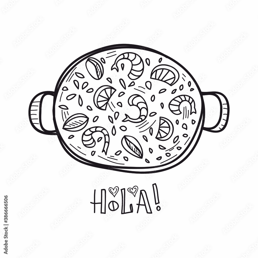 Vecteur Stock cute drawn paella. quick drawn vector sketch Adobe Stock
