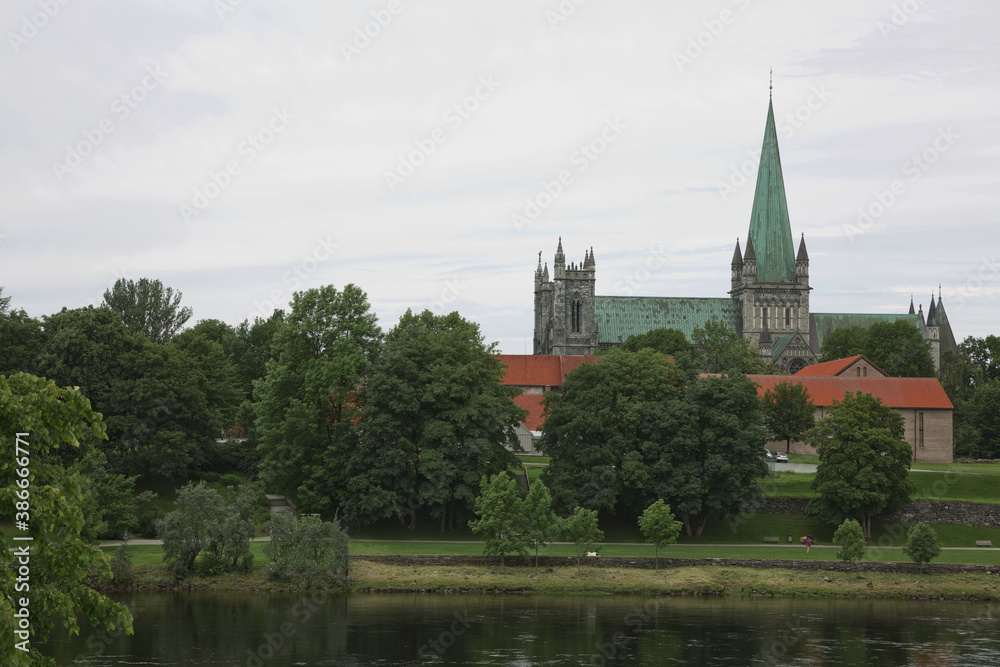 The Nidaros Cathedral in the center of the city Trondheim in Norway