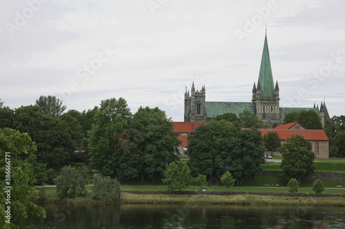 The Nidaros Cathedral in the center of the city Trondheim in Norway