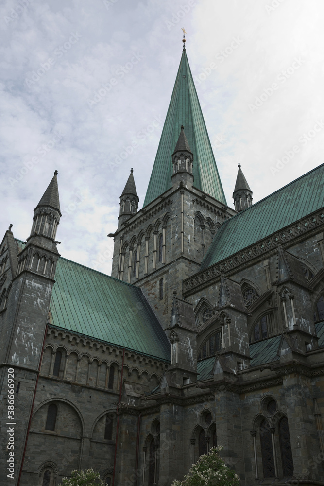 The Nidaros Cathedral in the center of the city Trondheim in Norway