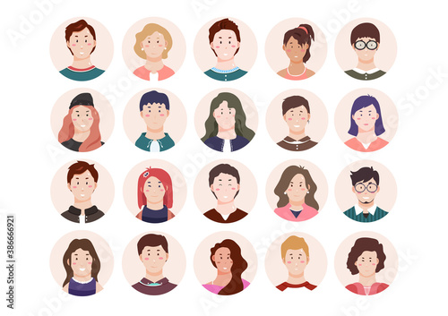 Group of people diversity avatar vector, Characters design icon flat style