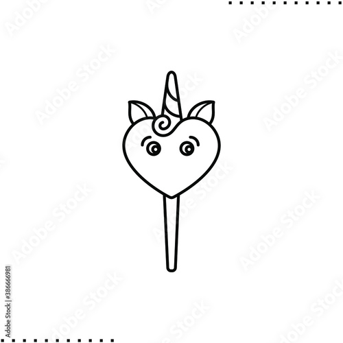 unicorn lollypop vector icon in outline