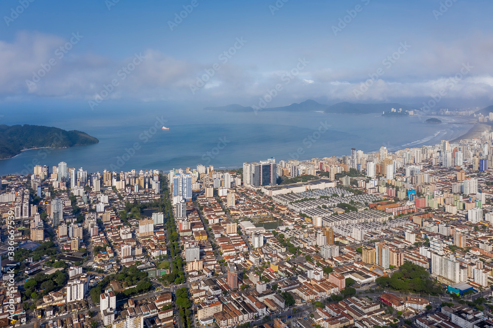 Santos city in Sao Paulo, Brazil, seen from above