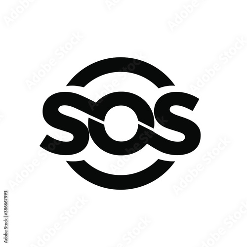 sos black with circle  logo icon design vector