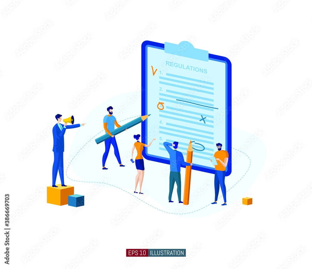 Trendy flat illustration. Teamwork concept. People compose and edit regulations. Planning. Business strategy. Organization. Cooperation. Template for your design works. Vector graphics. Trendy flat illustration. Teamwork concept. People compose and edit regulations. Planning. Business strategy. Organization. Cooperation. Template for your design works. Vector graphics.