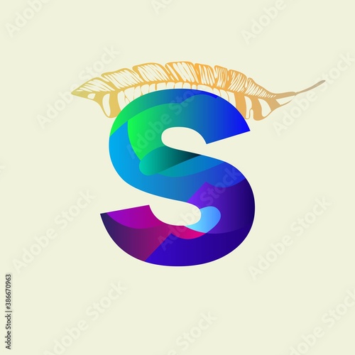 Flat letter S with  leaves.