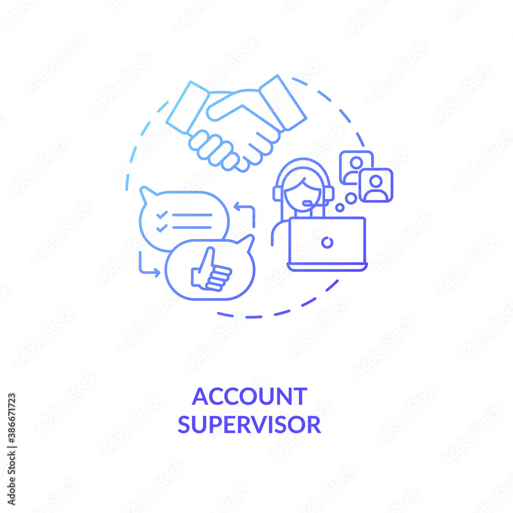 Account supervisor concept icon. Account management idea thin line illustration. Motivating, coaching, providing feedback. Identifying new content creators. Vector isolated outline RGB color drawing