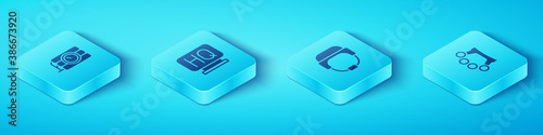 Set Isometric Dynamite and timer clock, Military headquarters, Brass knuckles and helmet icon. Vector.