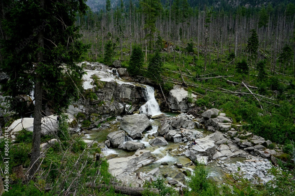 Mountain river and waterfall in High Tatras National Park, Slovakia Mountain river and waterfall in High Tatras National Park, Slovakia