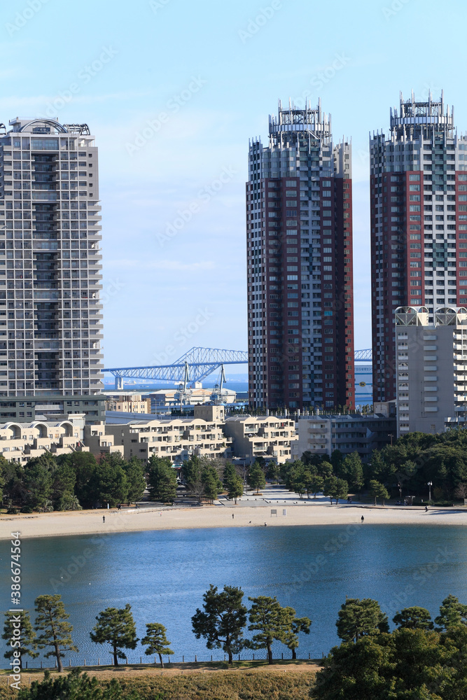 Obraz premium お台場海浜公園とマンション群