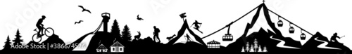 WINTER SUMMER MOUNTAIN ski hike Silhouette Nature vector