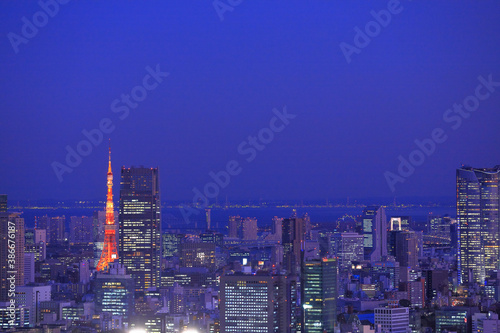 東京タワーとビル群夜景