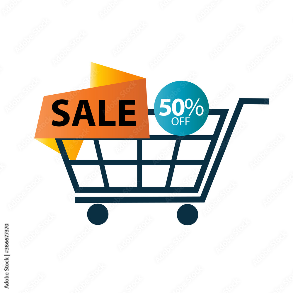 Sale 50% off shopping cart Vector Template Design Illustration Sale 50% off shopping cart Vector Template Design Illustration