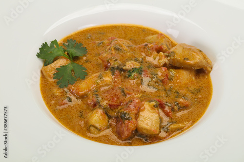 Traditional thai curry chicken soup