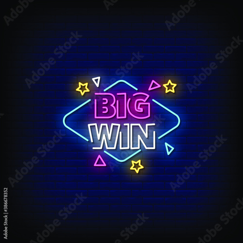 Big Win Neon Signs Style Text Vector