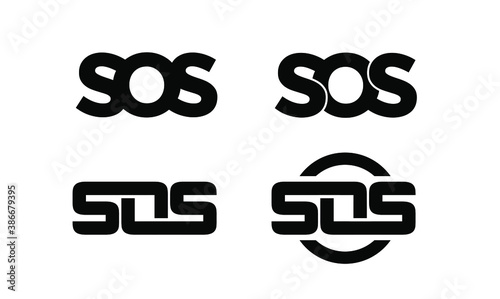 set collection sos black with circle  logo icon design vector