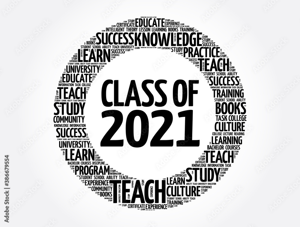 Fototapeta premium CLASS OF 2021 word cloud collage, education concept background