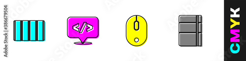 Set Color palette guide, Front end development, Computer mouse and Sketchbook album icon. Vector.