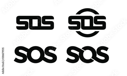 set collection sos black with circle logo icon design vector